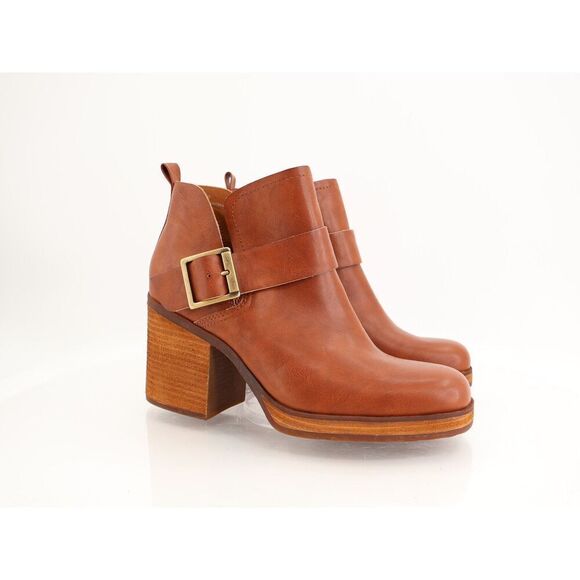 Korks Kork-Ease Kari Bootie Women 9.5 Brown Vegan Slip on Chunky Block Heel - Picture 1 of 11